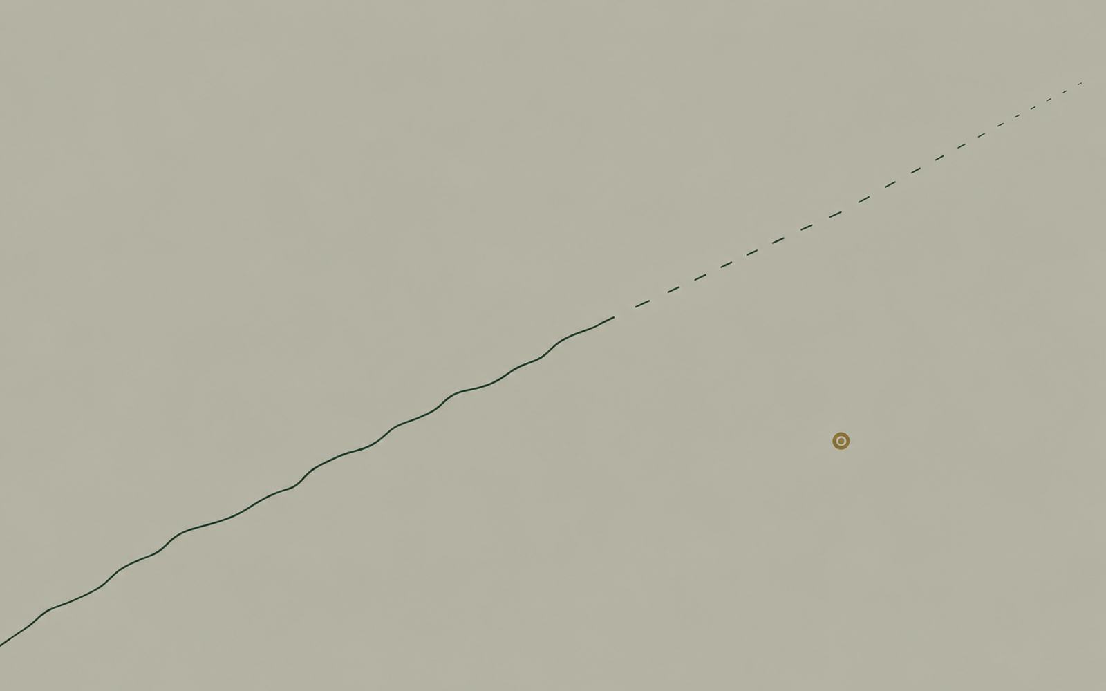 A single contour line breaking into dashes and trailing off into empty space.